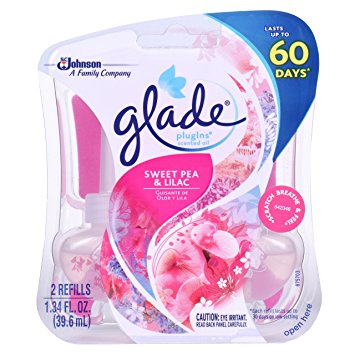 Glade Plugins Scented Oil Air Freshener Refills, Sweet Pea and Lilac, 1.34 Fluid Ounce