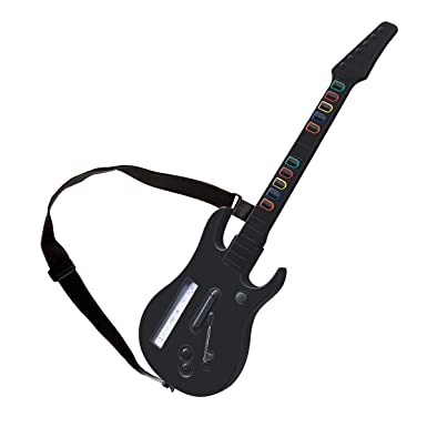 DOYO Black Wii Guitar Wireless Hero and Rock Band Guitar Controller with Strap for Hero and Rock Band Games