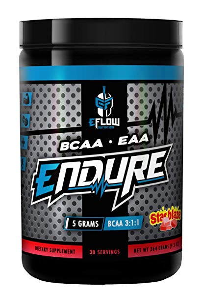 eFlow Nutrition Endure - BCAA Essential Amino ACIDS - Glutamine, Recovery, Intra Workout, Energy, Hydration – 4 Flavor Choices (StarBlaze)