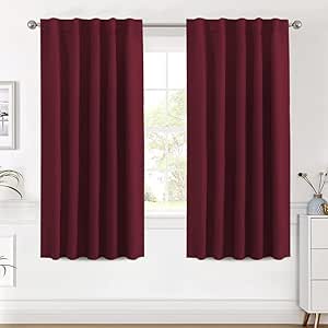 H.VERSAILTEX Blackout Curtains Thermal Insulated Window Treatment Panels Room Darkening Blackout Drapes for Living Room Back Tab/Rod Pocket Bedroom Draperies (2 Panels, Burgundy, 42 x 63 Inch)