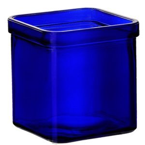 Bluecorn Beeswax 50% Recycled Glass Square Candle Holder (2.75-Inch x 3.25-Inch Tall) (1, Cobalt)