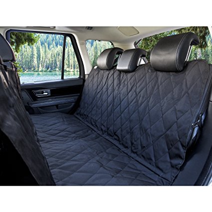 BarksBar Pet Car Seat Cover With Seat Anchors for Cars, Trucks, and Suv's - Black, WaterProof & NonSlip Backing
