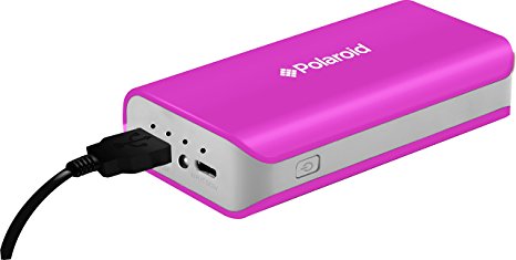 Polaroid 4000 mAh Power Pack Bank High Capacity Portable Battery, Compatible with All Smartphones, Built-In Flashlight - Retail Packaging - Pink