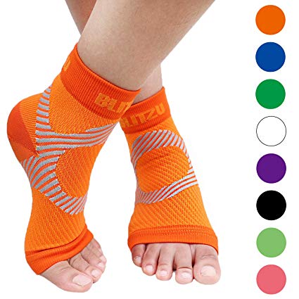 BLITZU Plantar Fasciitis Socks with Arch Support, Foot Care Compression Sleeve, Eases Swelling & Heel Spurs, Ankle Brace Support, Relieve Pain Fast