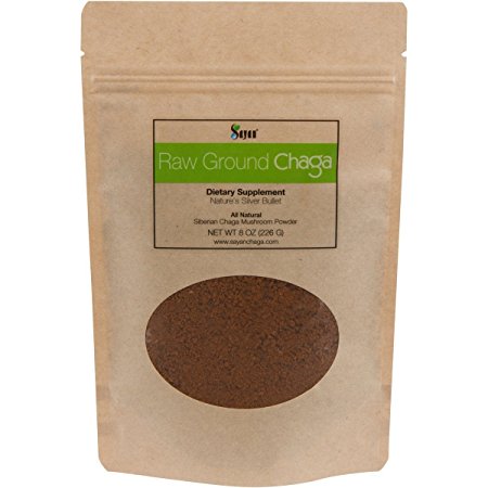 Sayan Siberian Raw Ground Chaga Powder 8 Oz (226g) | Wild Forest Mushroom Tea | Powerful Adaptogen Antioxidant Supplement | Support for Immune System, Digestive Health an Inflammation Reduction