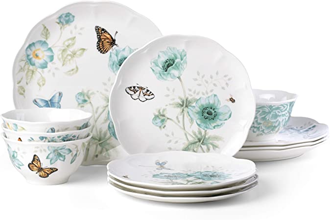 Lenox Butterfly Meadow Turquoise 12-pc Dinnerware Set, 16.95 LB, Blue