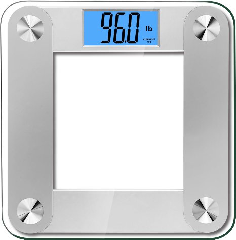 BalanceFrom High Accuracy MemoryTrack Plus Digital Bathroom Scale with Smart Step-On and MemoryTrack Technology Extra Large Dual Color Backlight Display NEWEST VERSION Silver