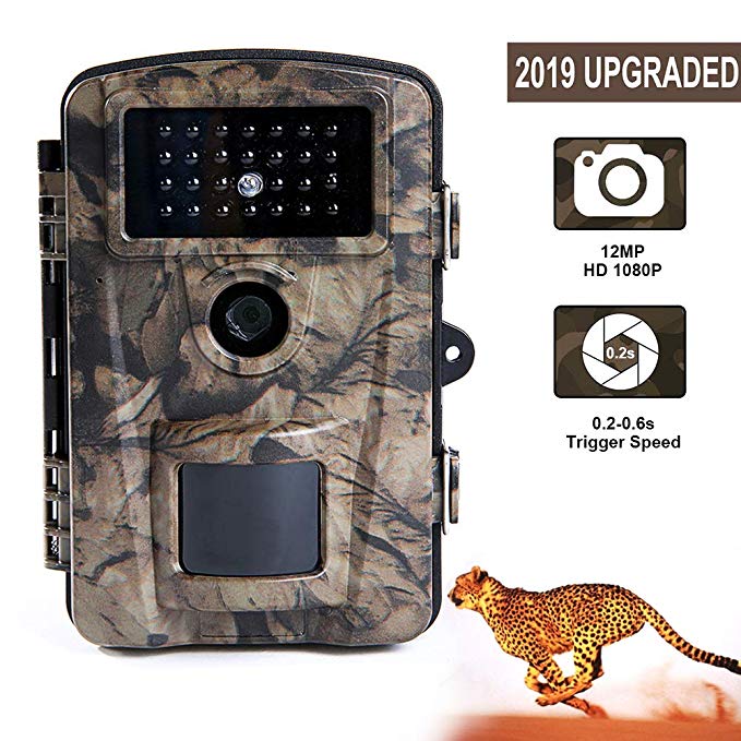 SEREE Trail Camera 1080P FHD Waterproof Scouting Camera, Hunting Camera with 12MP 90 ° Night Vision Motion Activated Vision 2.4”LCD IR LEDs Waterproof IP66 0.2s Trigger Time