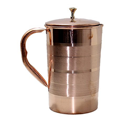 STREET CRAFT Luxury Finished Pure Copper Jug With Lid For Health Benefits Capacity 59 Ounce