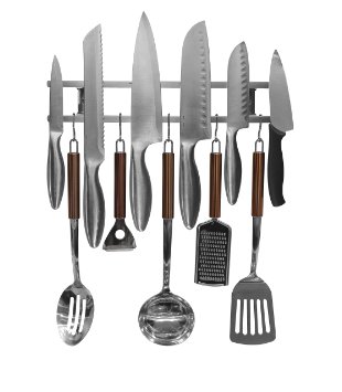 Magnetic Knife Holder From Cook-a-Lot - Includes Multiple Hooks for Added Storage and Convenience. Easy to Install Tool Rack for Metal Knives, Utensils and Kitchen Sets. Strong and Reliable. Save Kitchen Space Now!!