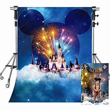 MEETS 5x7ft Disneyland Backdrop White Building Mickey Mouse avatar Photography Background Themed Party Photo Booth YouTube Backdrop GEMT491
