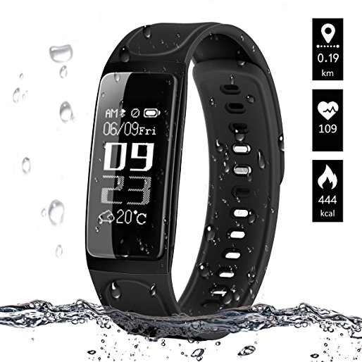 Fitness Tracker,ELEGIANT Waterproof Sport Activity Smart Bracelet GPS Pedometer with Step Tracker/Calorie Counter/Heart Rate Monitor/Sleep Monitor/Weather Report for iOS/Android Smartphone