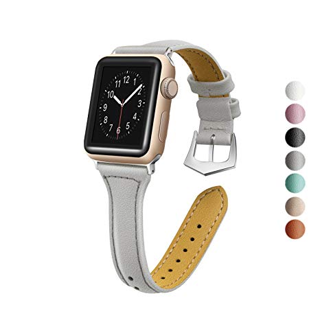 oceBeec Compatible for Apple Watch Band 38mm 40mm 42mm 44mm, iWatch Band Slim Genuine Leather Wristband Replacement Strap for iWatch Bands Series 4, Series 3, Series 2, Series 1