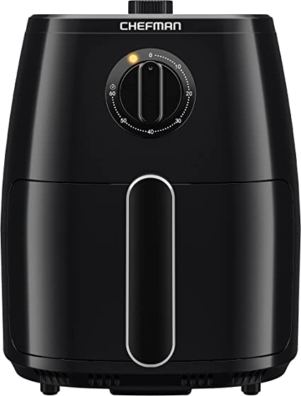 Chefman TurboFry 5-Quart Air Fryer, Integrated 60-Minute Timer for Healthy Cooking, Cook with 80% Less Oil, Adjustable Temperature Control, Nonstick Dishwasher-Safe Basket and Tray, Black