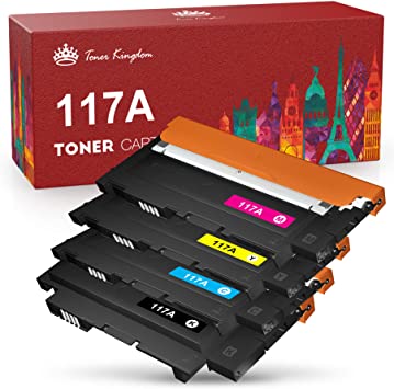 Toner Kingdom Compatible Toner Cartridges Replacement for HP 117A W2070A W2071A W2072A W2073A, for Color Laser 150a 150nw MFP 178nw 179fnw (with chips, Black Cyan Magenta Yellow, pack of 4)
