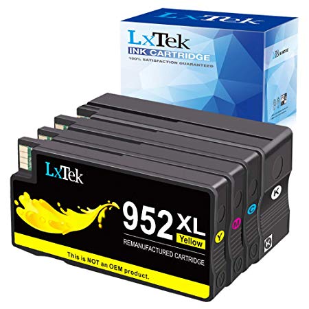 LxTek 952XL Remanufactured Ink Cartridge Replacement for HP 952 952XL for HP OfficeJet Pro 8710 8720 7740 7720 8216 8210 8730 8715 8740 8725 8700 Printer, 4 Pack (1 Black|1 Cyan|1 Magenta|1 Yellow)