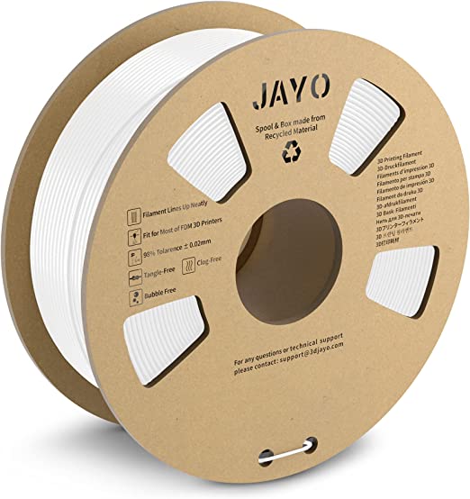 3D Printer Filament PLA , JAYO Filament 1.75mm PLA Plus 1.1KG, Neatly Wound Filament, Dimensional Accuracy  /- 0.02mm, Higher Toughness, Highly Fluid, Fast Print for Most FDM 3D Printers, 1.1kg White