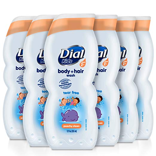 Dial Kids Body   Hair Wash, Peachy Clean Tear Free, 12 Fluid Ounces (Pack of 6)