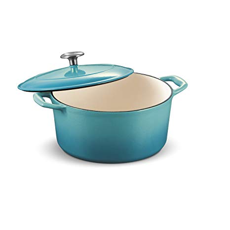 Tramontina 80131/036DS Enameled Cast Iron Covered Round Dutch Oven, 5.5-Quart, Medium Blue