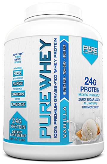 Grass Fed Whey Protein Powder | Vanilla 5lb Whey from Grass Fed California Cows | 100% Natural Whey w/No Added Sugars | rBGH Free + GMO-Free + Gluten Free + Preservative Free | PURE Whey
