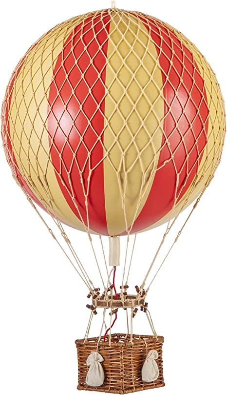 Authentic Models, Floating The Skies Air Balloon, Hanging Home Decor - 22 Inch Height, Historic Hot Air Balloon Model for Home Decor, Detailed Vintage Decorations to Hang from Ceiling - Red Double