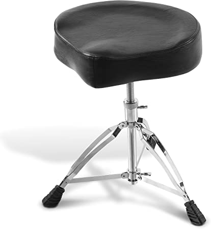 Adjustable Drum Stool - Portable Drum Guitar Instrument Seat with Double-braced Legs, Soft Padded Cushion Seat, Height Adjustable