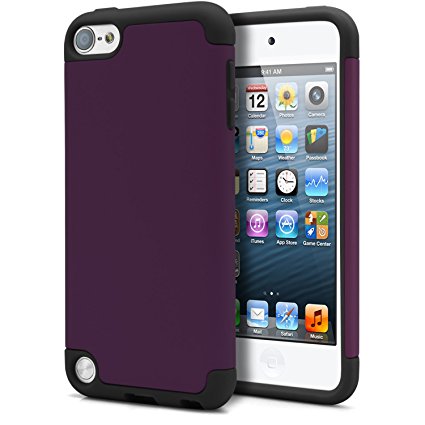 iPod Touch 6 Case, MagicMobile (Purple/Black) Dual Layer Color - Slim Hybrid Shockproof Silicone Protective Case For Apple iPod Touch 6th Gen - Scratch & Impact Resistant, Anti-Dust Protection