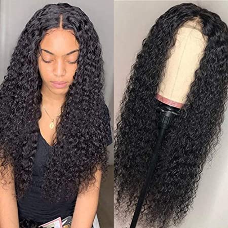 Persephone Curly Lace Front Wigs Human Hair Pre Plucked Brazilian Human Hair Wigs for Black Women Glueless Middle T Part Wig Natural Color 22 Inch