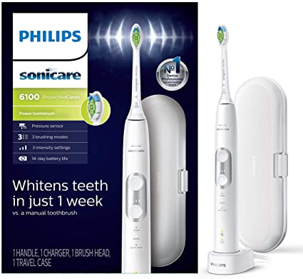 Philips Sonicare HX6877/21 ProtectiveClean 6100 Rechargeable Electric Toothbrush, White