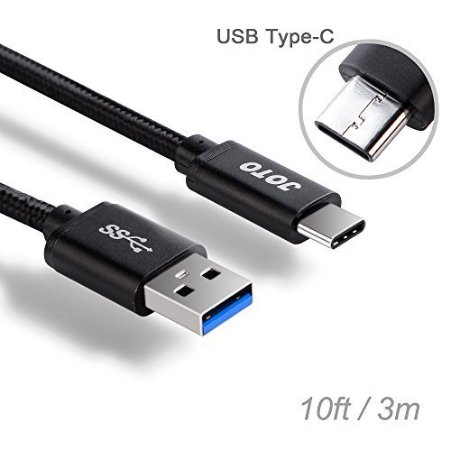 USB Type C Cable Extra Long 10ft, JOTO USB-C 3.1 Type-C to USB 3.0 Type A Charging Data Cable [Heavy Duty Nylon Braided] for LG G5, Nexus 5X 6P, Oneplus 2, all other Type-C Devices (Black, 10ft/3M)