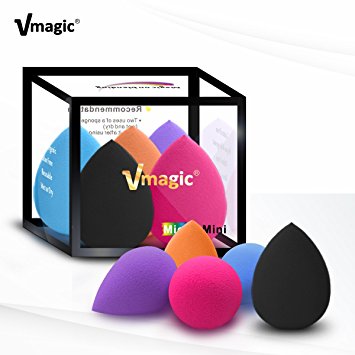 VMAGIC 5PCS Mini Precision Makeup Sponge Beauty Foundation Sponge Blender for Flawless, Blend Foundation and Highlighter (RANDOM))