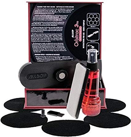Allsop Orbitrac 3 Pro Vinyl Record Cleaning System, 2x Cleaning Cartridges, Protective Non-skid Pad, Cleaner Fluid, Reviving Brush, and Storage Case (31735)