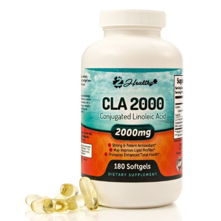 CLA Safflower Oil Supplement - 180 Softgel Capsules (3 Month Supply), Weight Loss Pills for Women & Men Diet, Natural Conjugated Linoleic Acid, 2000mg Per Serving