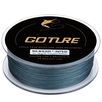 Goture 8-80LB Superpower Braided Fishing Line–Zero Stretch and High Tension Advanced Multifilamentline for Saltwater and Freshwater - Army Green, Blue, Blackish Green, Grey, Yellow- 2017 NEW