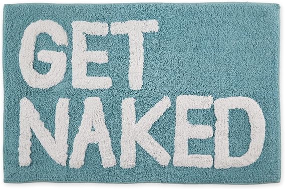 DII Tufted Shower/Bath Mat Soft Absorbent Bathroom Rug, Plush & Machine Washable, 20x31-Inches, Cameo Blue, Get Naked