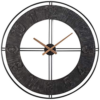 RiteSune Large Wall Clocks - Big Oversized Round Silent Battery Operated Metal Clock for Home, 30 inches