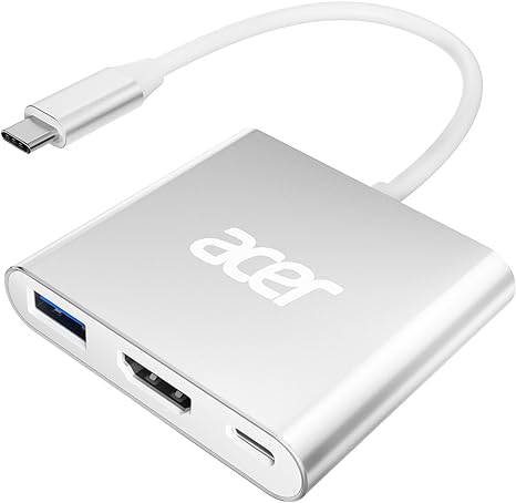 Acer USB C Hub, 3 in 1 USB C to HDMI Multi-Port Adapter with 5Gbps USB 3.0 GEN1 Data Port, 4K HDMI Port and PD Max 100W Charging for USB C Phones, Tablets, iPad Pro, MacBook Pro, Acer Laptops and More