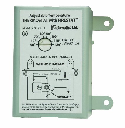 Ventamatic XXFIRESTAT 10-Amp Adjustable Thermostat with Firestat for Power Attic Ventilators