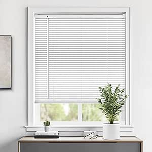 LazBlinds Cordless 1" Vinyl Horizontal Mini Blinds, Light Filtering Blinds for Windows, Blinds and Shades for Windows Size 25" W x 48" H, White