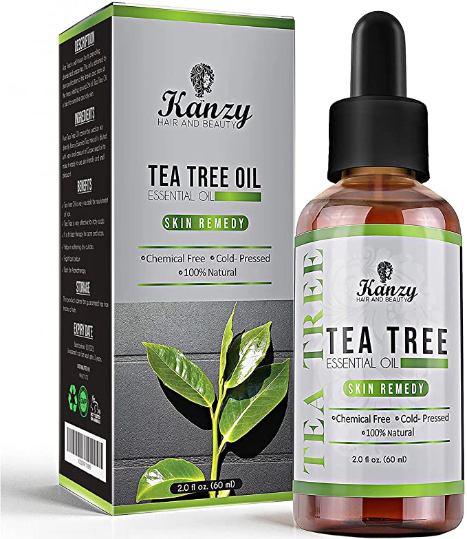 Kanzy Tea Tree Oil for Skin 60ml, Natural Organic Tea Tree Essential Oil for Face, Hair, Scalp & Nails Aromatherapy Oil for Diffuser, Humidifier
