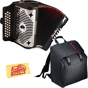 Hohner Panther Diatonic Accordion - Keys G/C/F Bundle with Gig Bag and Austin Bazaar Polishing Cloth