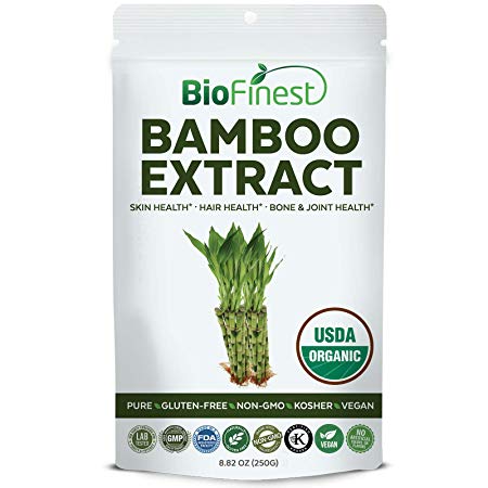 Biofinest Bamboo Extract Powder - Pure Gluten-Free Non-GMO Kosher Vegan Friendly - Supplement for Bone and Joint Health, Hair Health, Immune Health, Skin Health (250g)