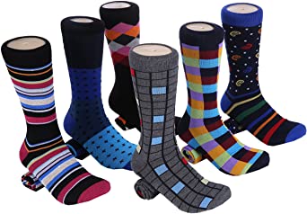 Mio Marino Mens Dress Socks - Funky Colorful Socks for Men - 6 Pack