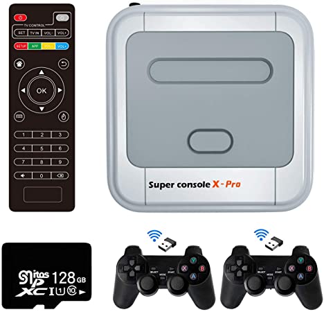 Kinhank Super Console X PRO Video Game Console Built in 41,000  Games,2 Gamepads,Game Consoles for 4K TV Support HD Output,Support 5 Players,LAN/WiFi,Gifts for Men Who Have Everything (PRO-128G)