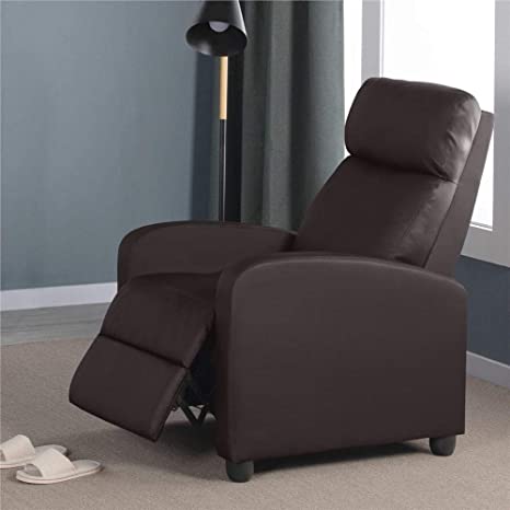 Yaheetech Recliner Arm chair Single Padded Seat PU Leather Sofa Lounge Home Living Room Theater Seating W/Adjustable Leg Rest and Reclining Functions