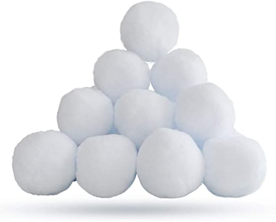YBB 20 Pack Christmas Fake Snowballs, 2 Inch Realistic White Plush Snow Balls for Indoor Outdoor Snowball Fight Game Winter Xmas Decoration