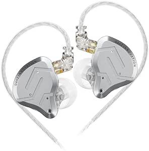 Linsoul KZ ZSN PRO 2 in-Ear Monitor, 1BA 1DD Hybrid Driver HiFi Earphones IEM, Wired Earbud, Detachable Silver-Plated Recessed 0.75mm 2Pin Cable for Audiophile(Without Mic, Silver)