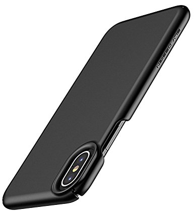 iPhone X Case, ELV iPhone X 10 Slim Premium Hard PC Snap-on Case Anti-Slip Matte Coating for Perfect Grip Hybrid with Inbuilt Microfiber Case Cover for Apple iPhone X / iPhone 10 (BLACK)