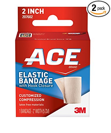 ACE Elastic Bandage with Hook Closure, 2 Inches Width (Pack of 2)