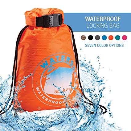 Lewis N. Clark WaterSeals Cinch Drawstring Backpack Women & Men Anti-Theft Combination Lock   Ripstop Waterproof Material to Protect Wallet iPhone   Valuables at The Beach Pool Sports Camping, Orange